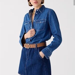 J. Crew western Chambray Denim Button-Down Shirt - size 6 slim